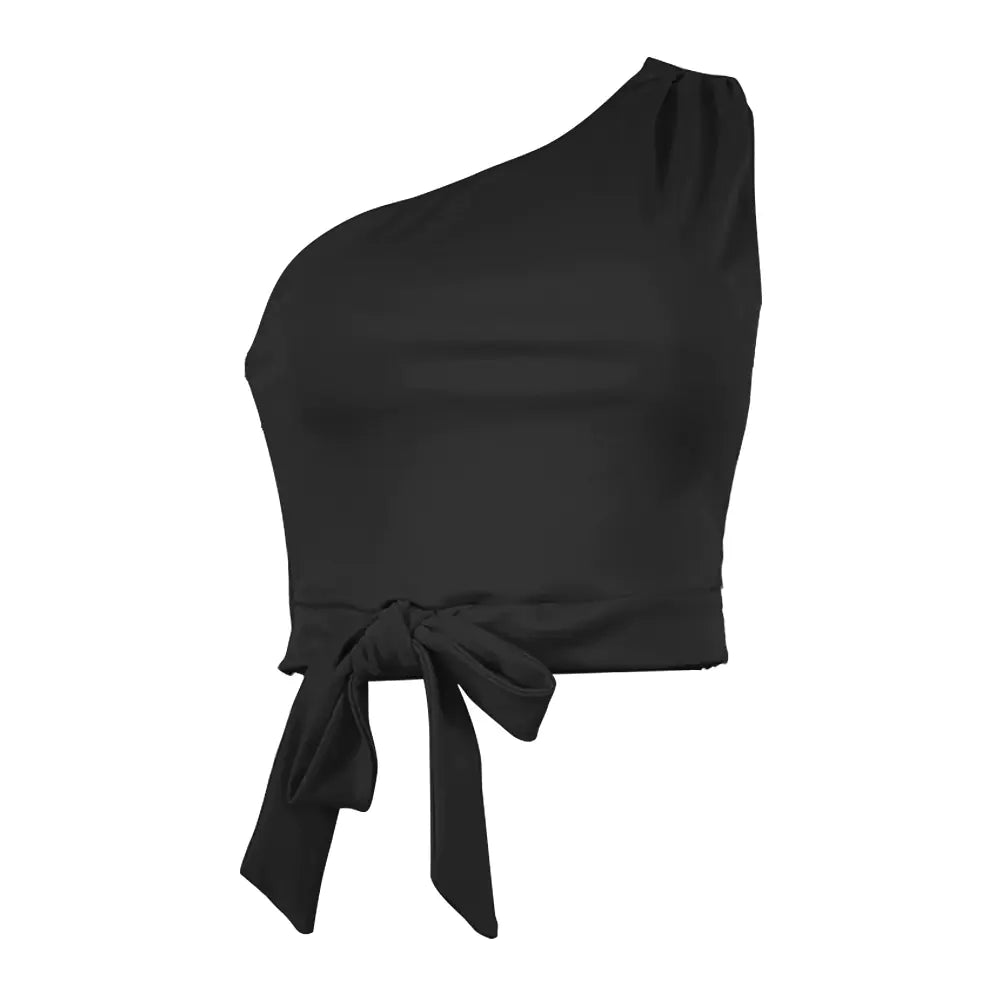 2024 Women's Solid Color One-Shoulder Crop Top