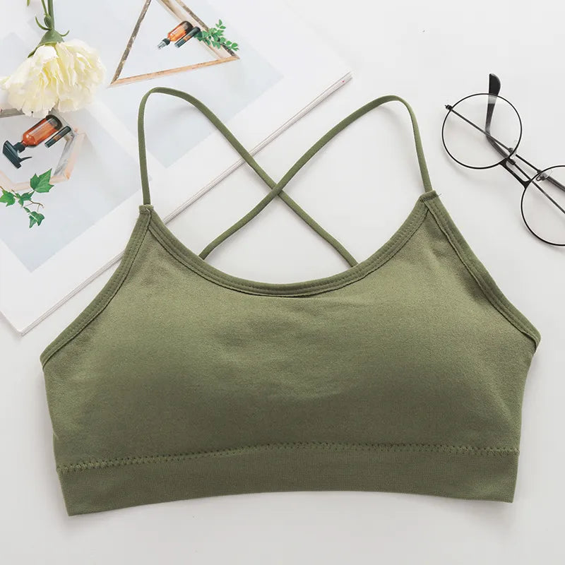 Seamless Double Cross Shoulder Strap Sport Bra
