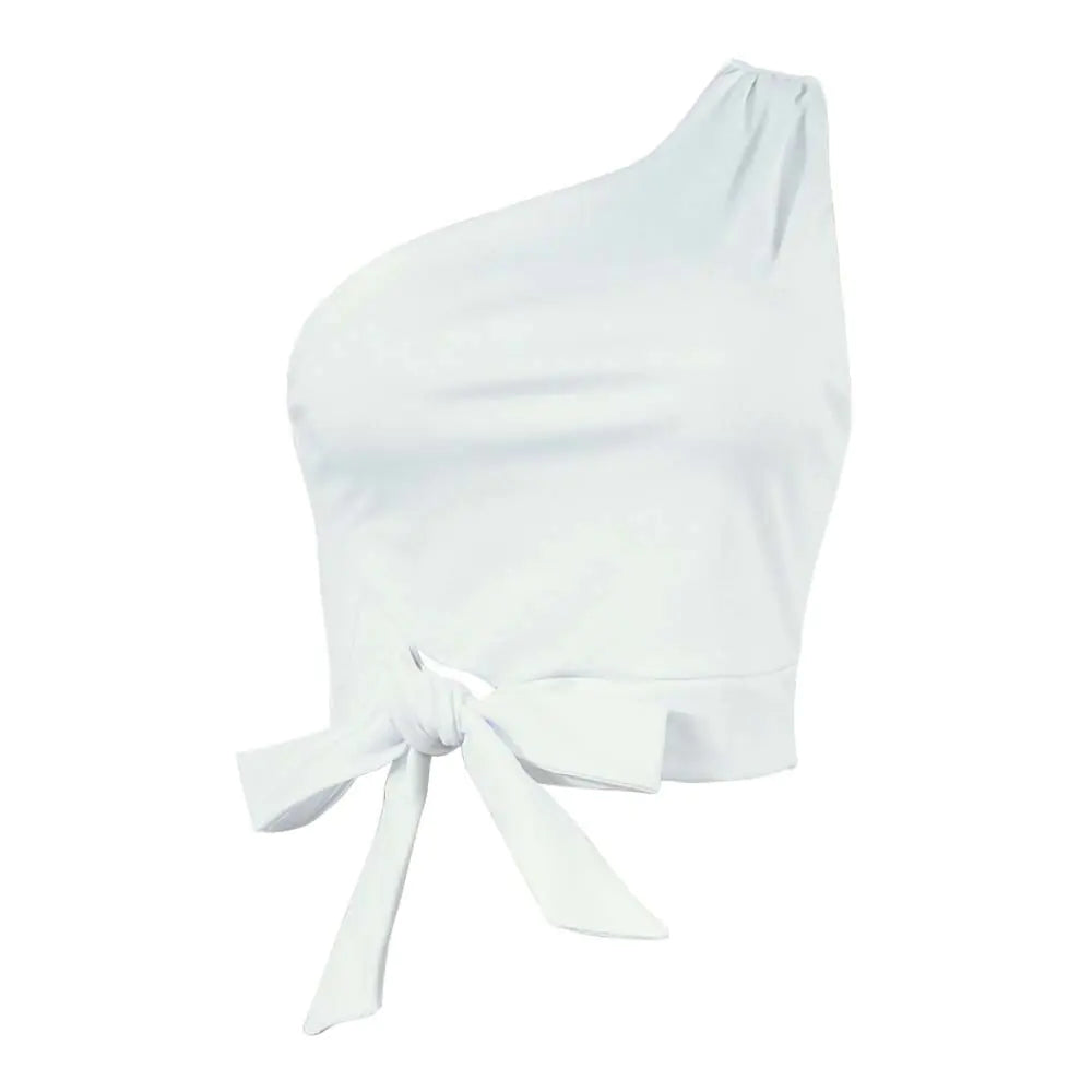 2024 Women's Solid Color One-Shoulder Crop Top