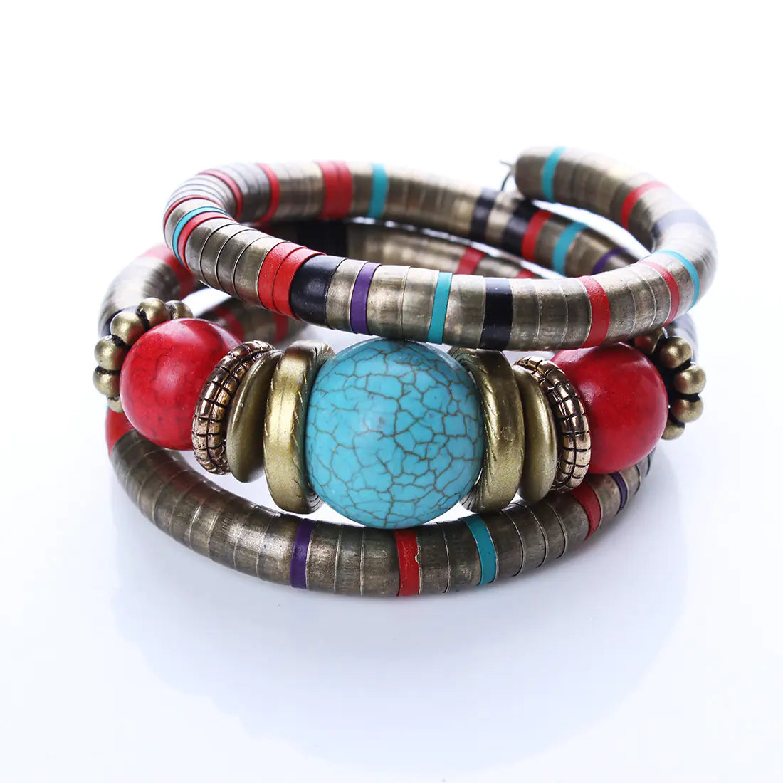 Bohemian Multi-Layer Bracelet with Turquoise Design