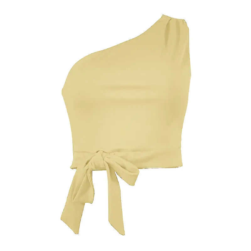 2024 Women's Solid Color One-Shoulder Crop Top
