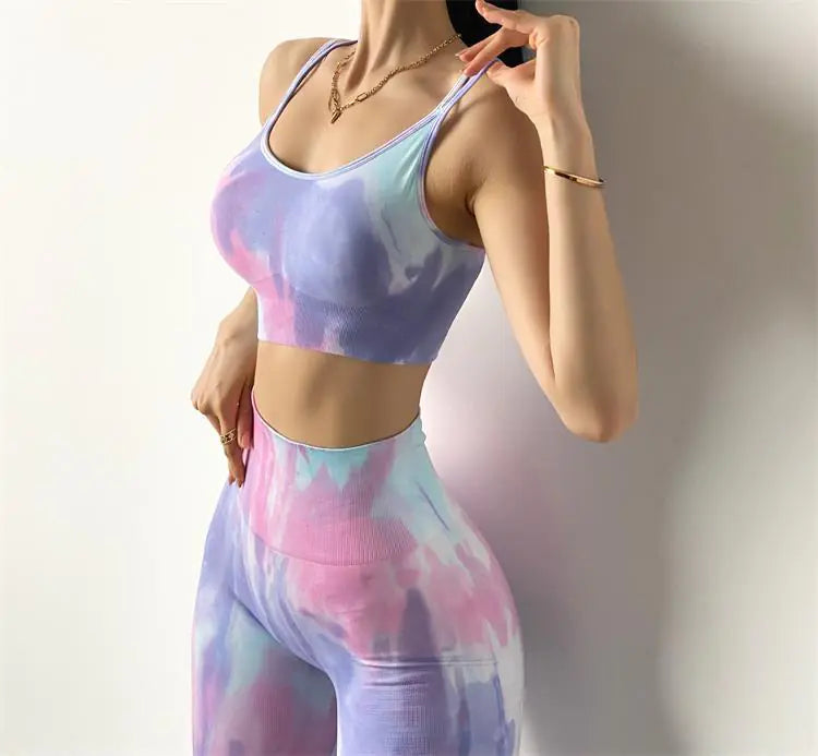 Sexy Seamless Tie-Dye Yoga Suit for Women