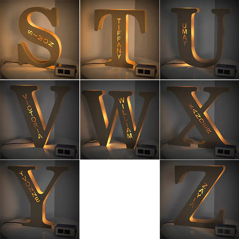 LED Wooden Decorative Letter Night Light Fixture