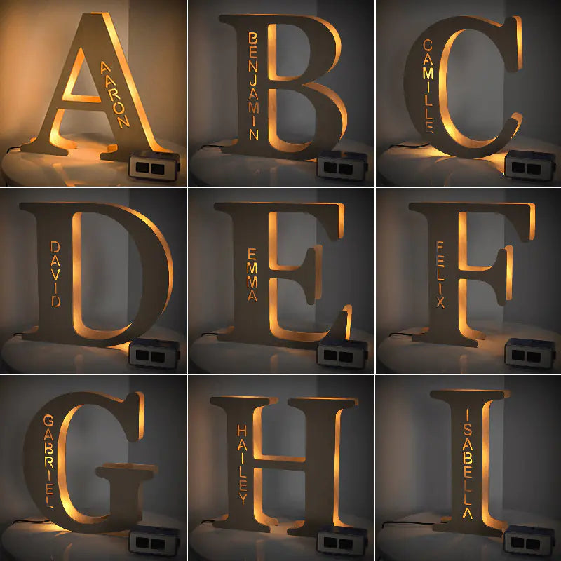 LED Wooden Decorative Letter Night Light Fixture