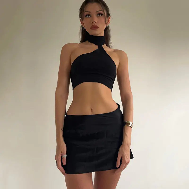 2022 Autumn Women's Sexy Backless Two-Piece Set