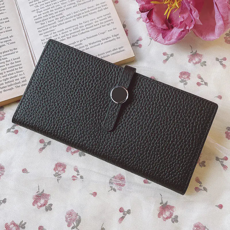 Luxury Genuine Leather Women's Long Wallet with Coin Purse