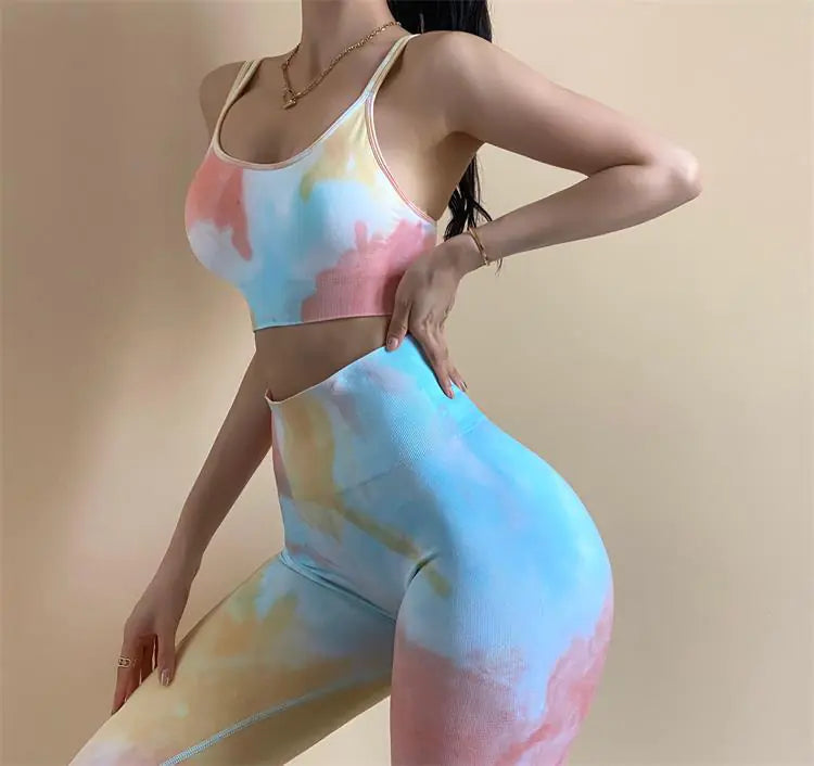 Sexy Seamless Tie-Dye Yoga Suit for Women