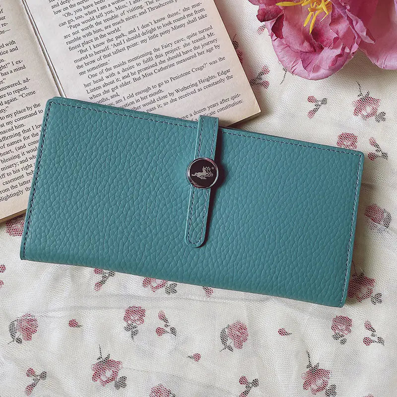 Luxury Genuine Leather Women's Long Wallet with Coin Purse