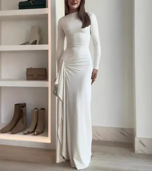 Slim-fitting split long dress