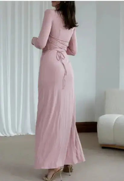 Slim-fitting split long dress