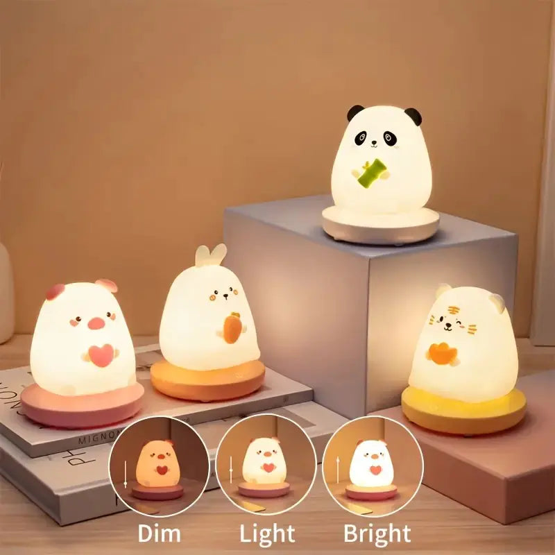 Cute Animal Shape USB Silicone Night Light for Kids