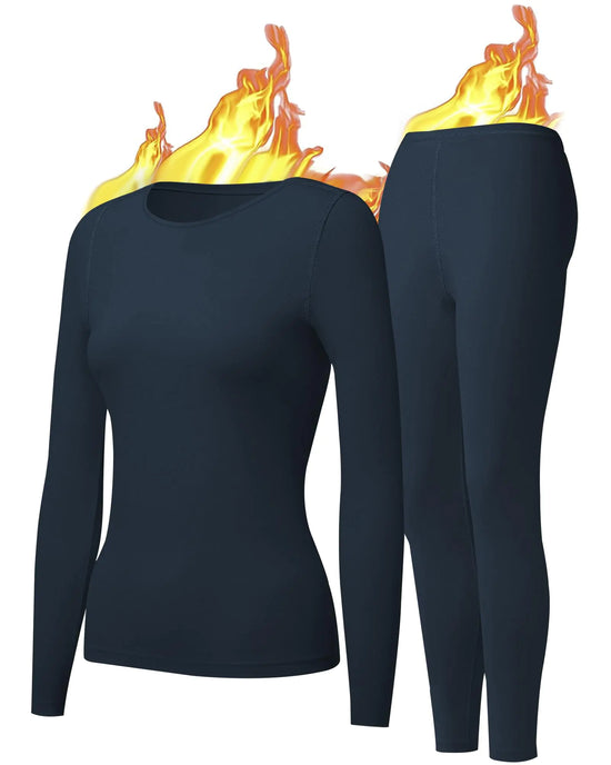 UNIQUEBELLA Womens Thermal Underwear Long Johns Base Layer Set for Women Athletic Underwear Set Navy