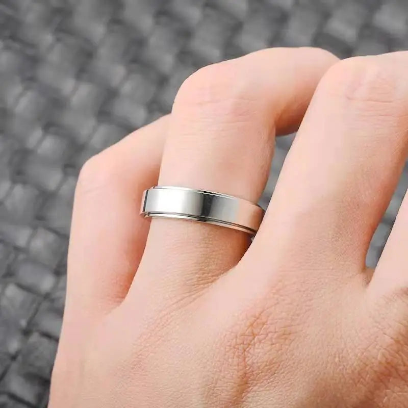 Glossy Rotatable Titanium Steel Lettering Ring