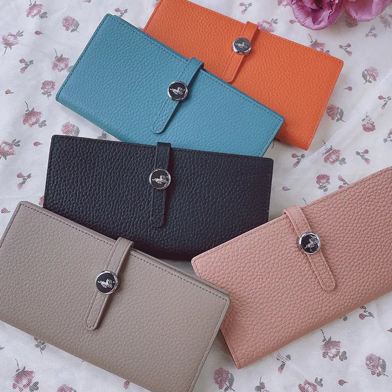 Luxury Genuine Leather Women's Long Wallet with Coin Purse