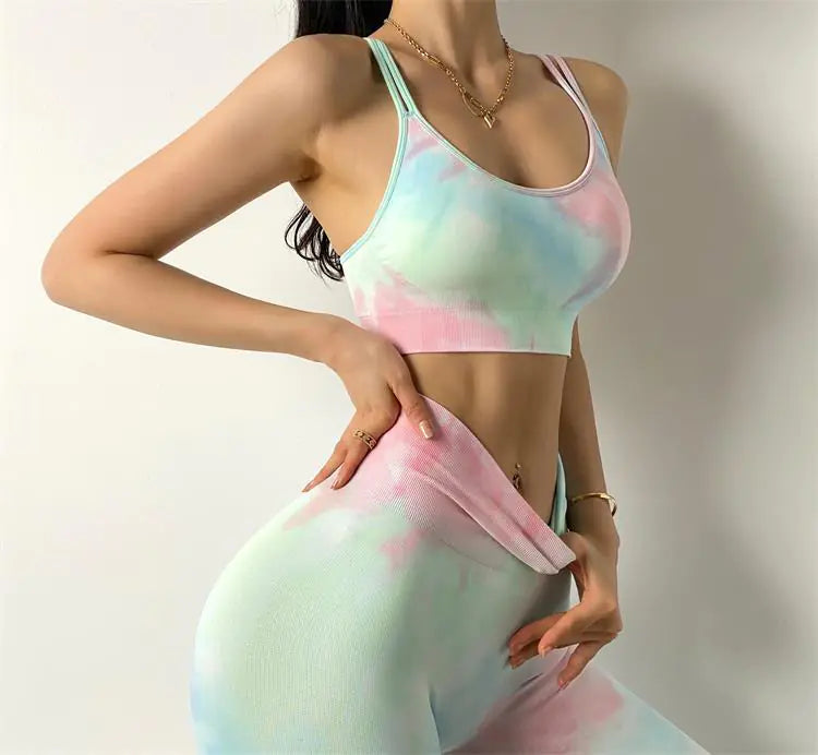 Sexy Seamless Tie-Dye Yoga Suit for Women
