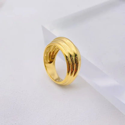 Simple Plaid Wide Face Ring for Women's Fashion