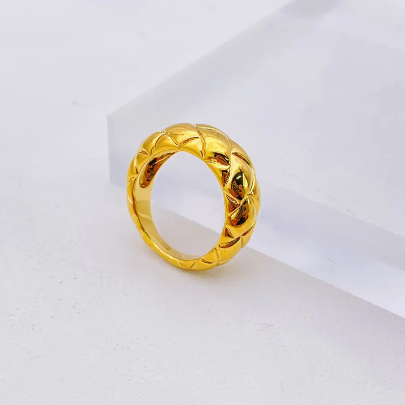 Simple Plaid Wide Face Ring for Women's Fashion