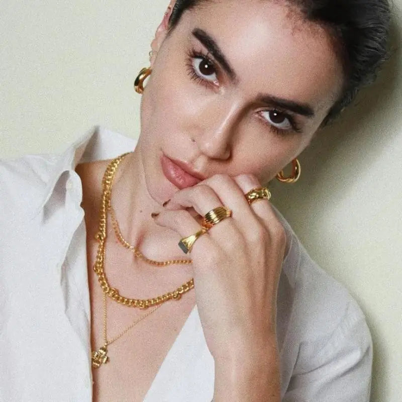 Simple Plaid Wide Face Ring for Women's Fashion