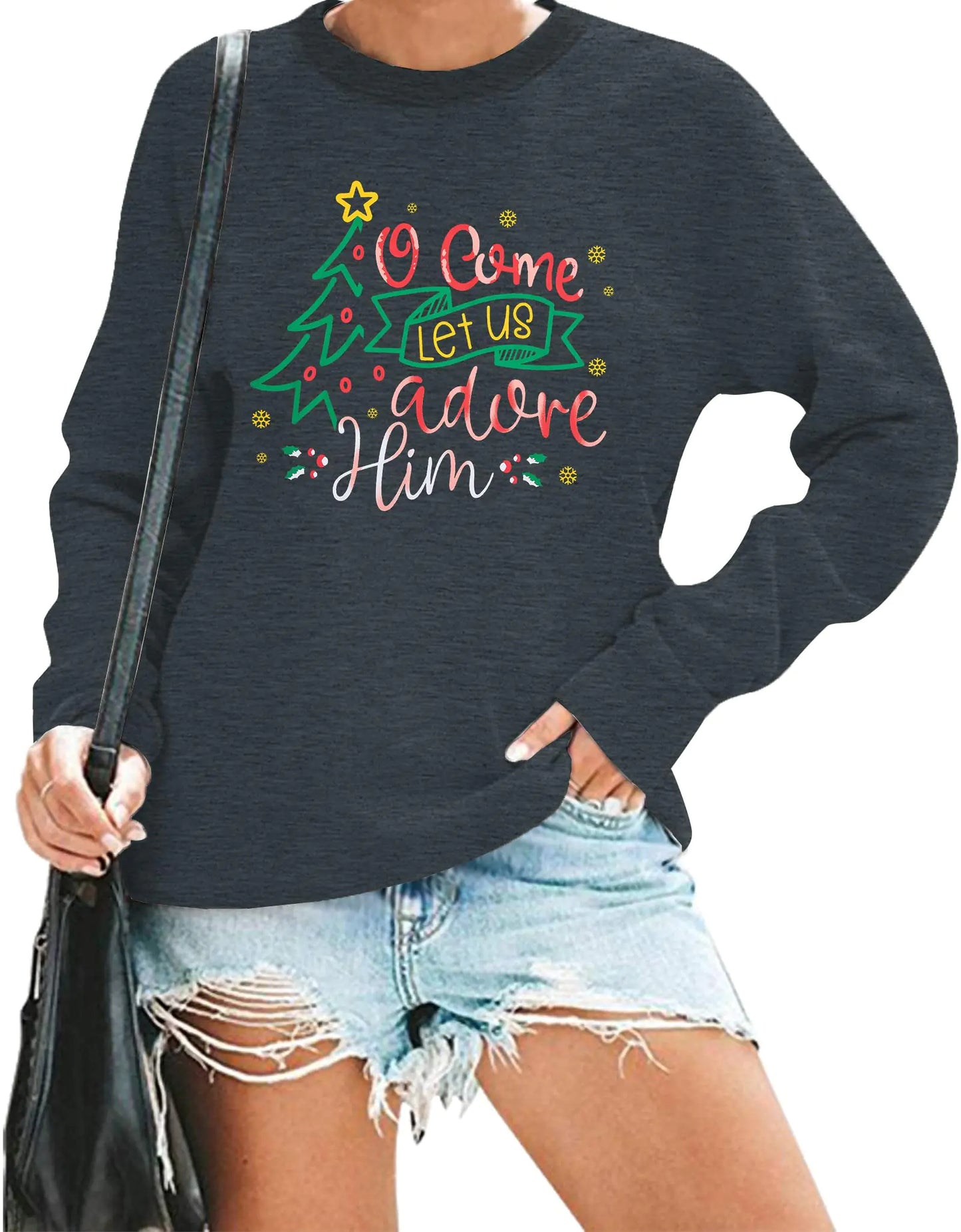 UNIQUEONE Christmas Sweatshirts for Women Christian Sweatshirts: Merry Christmas Tree Sweaters Xmas Holiday Pullover Top