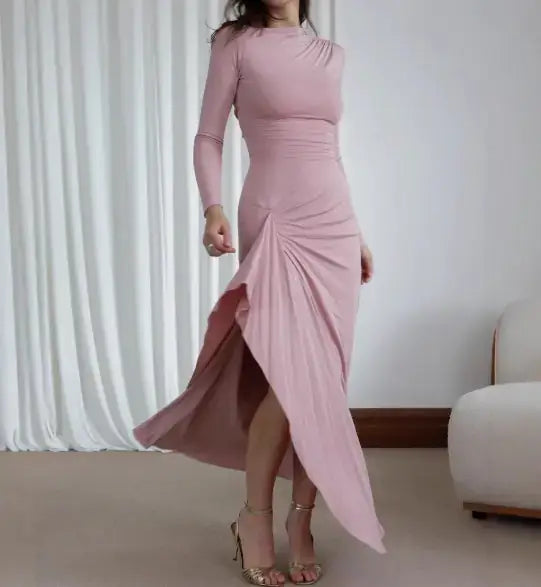 Slim-fitting split long dress