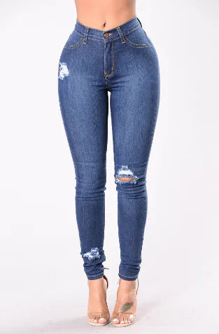 Women's High Waisted Ripped Skinny Jeans with Pockets