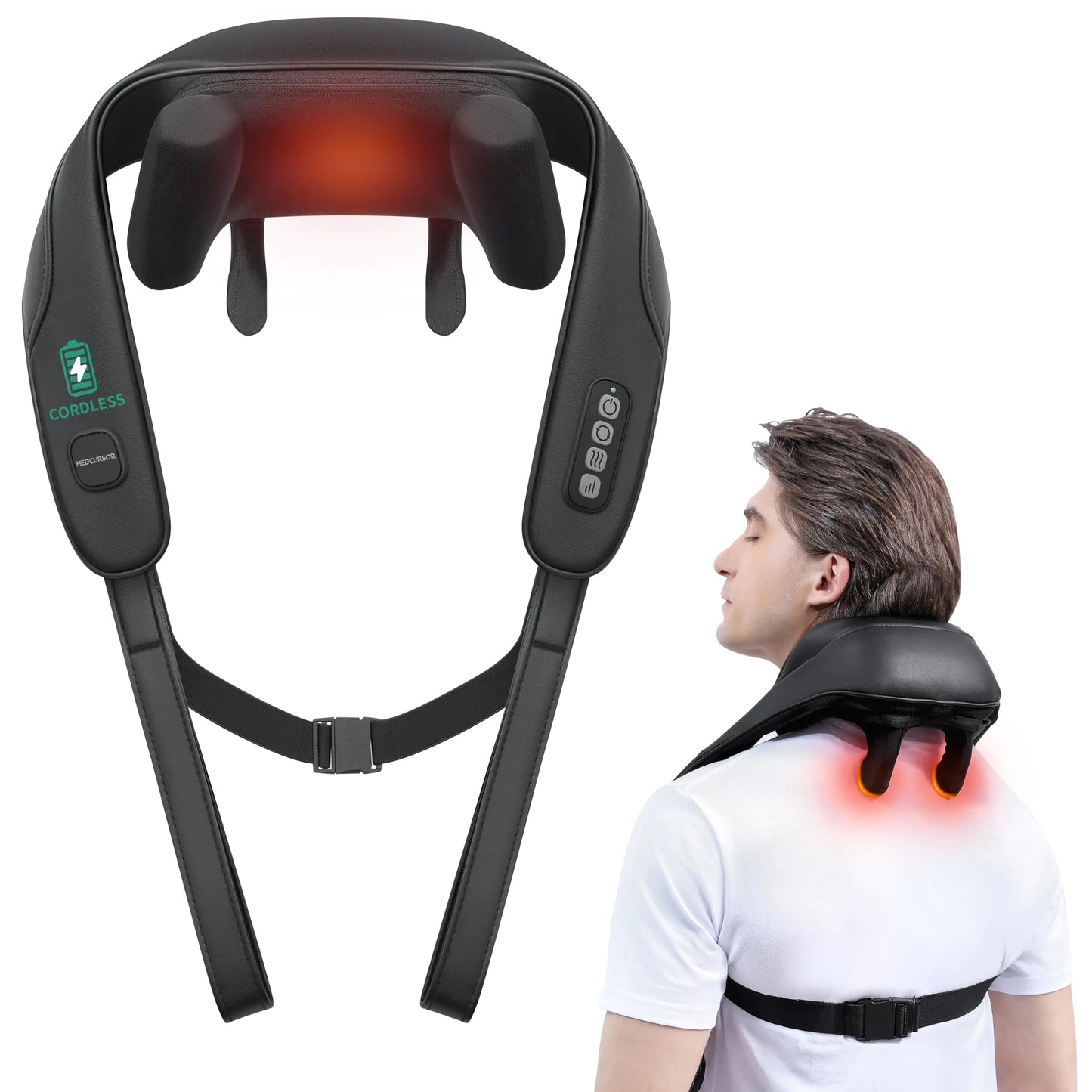 Medcursor Neck Massager Cordless 4D 6 Massage Nodes Deep Tissue Kneading Massage for Pain Relief Massager for Neck Back Shoulder