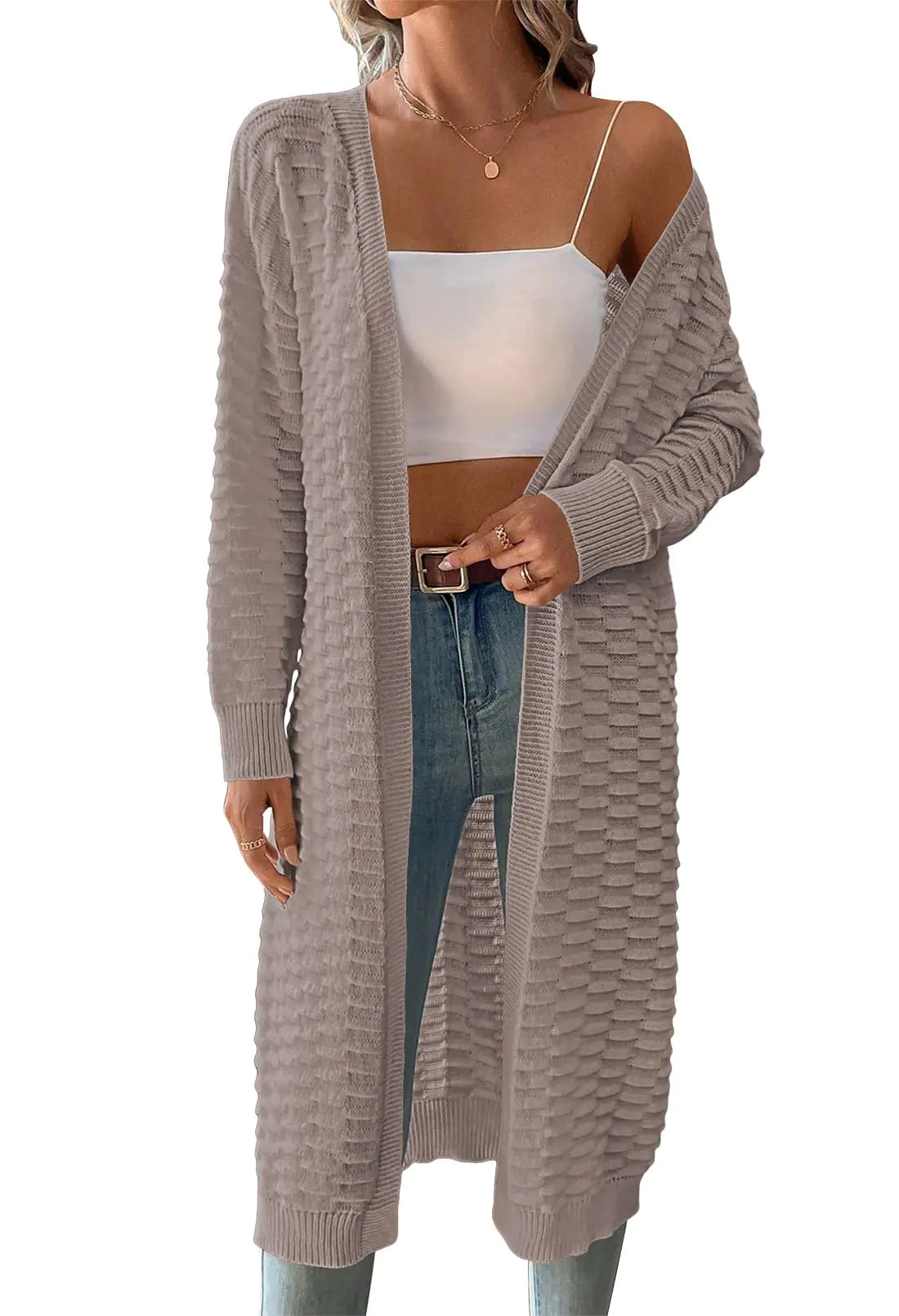 Sweaters for Women Lightweight Casual Baggy Long Sleeve Open Front Oversized Slouchy Knitted Sweater Coats Gray M