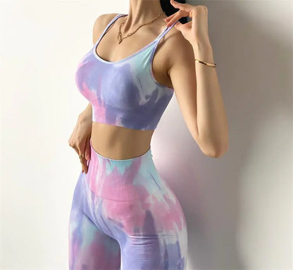 Sexy Seamless Tie-Dye Yoga Suit for Women