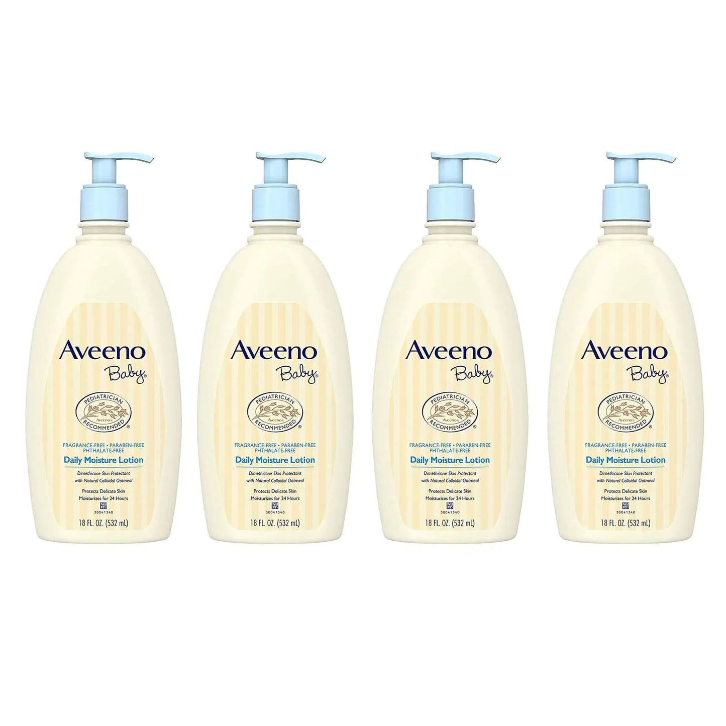 Aveeno Baby Daily Moisture Lotion with Natural Colloidal Oatmeal & Dimethicone Fragrance-Free 18 fl. Oz (Pack Of 4)