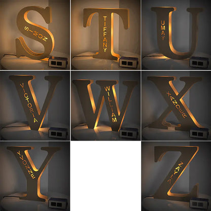 LED Wooden Decorative Letter Night Light Fixture
