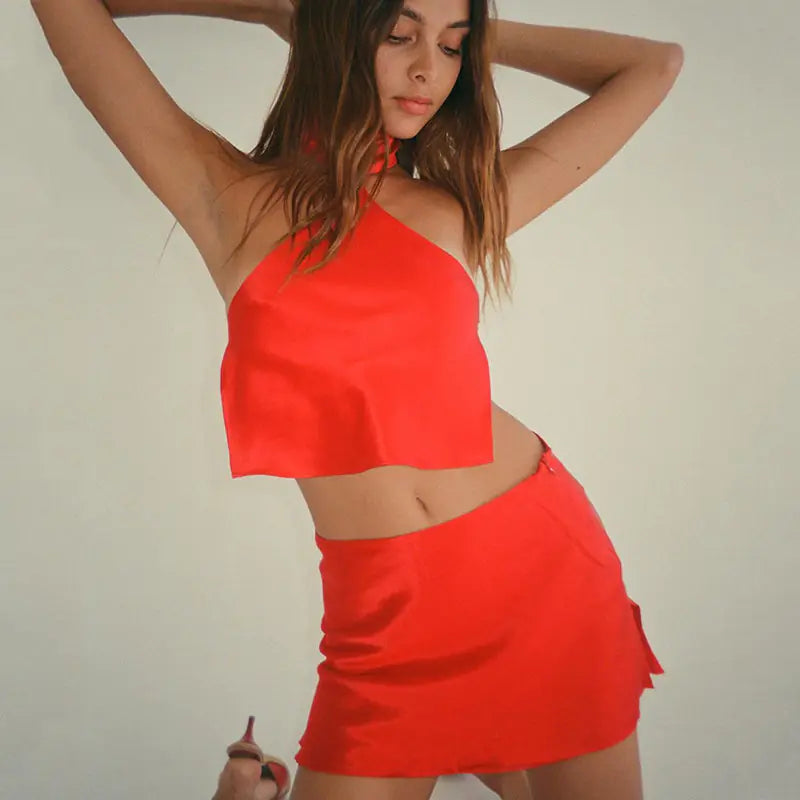 2022 Autumn Women's Sexy Backless Two-Piece Set