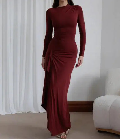 Slim-fitting split long dress
