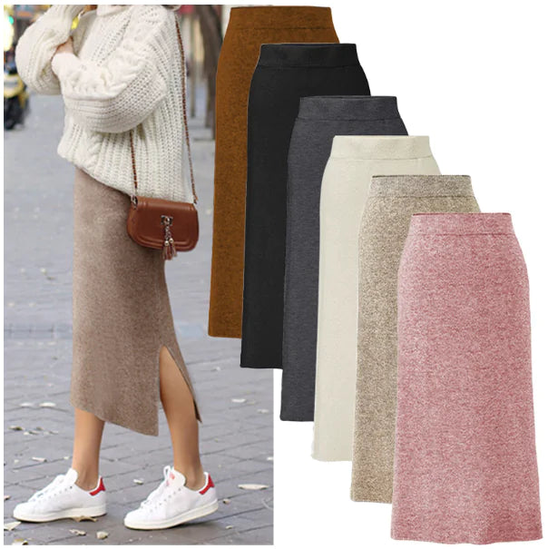 Mid-Length High-Waist Plus Size Split Skirt