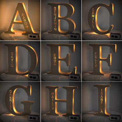 LED Wooden Decorative Letter Night Light Fixture