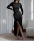 Slim-fitting split long dress