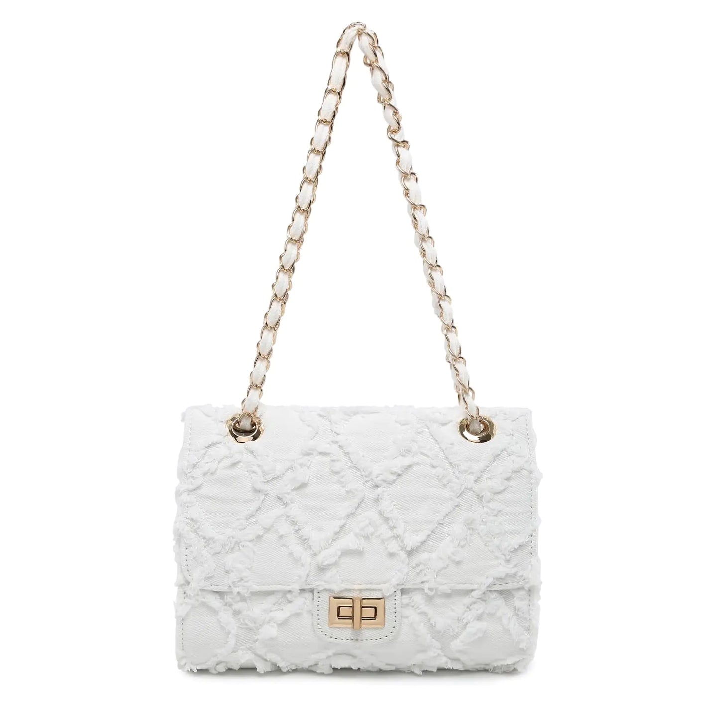 MKP Women Small Shoulder Bags Quilted Crossbody Distressed Jean Denim Purse Evening Bag Clutch Handbag with Chain Strap