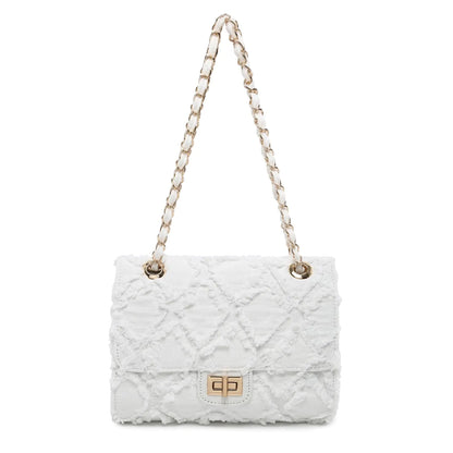 MKP Women Small Shoulder Bags Quilted Crossbody Distressed Jean Denim Purse Evening Bag Clutch Handbag with Chain Strap
