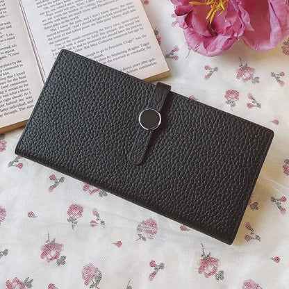 Luxury Genuine Leather Women's Long Wallet with Coin Purse