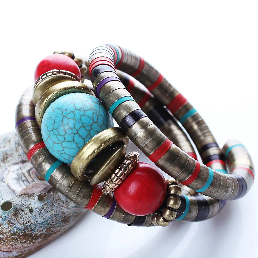 Bohemian Multi-Layer Bracelet with Turquoise Design
