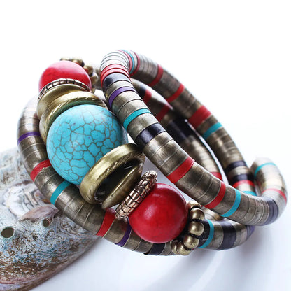 Bohemian Multi-Layer Bracelet with Turquoise Design