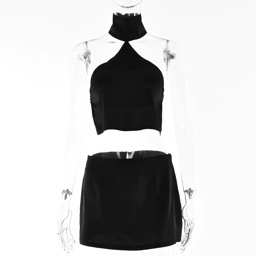 2022 Autumn Women's Sexy Backless Two-Piece Set