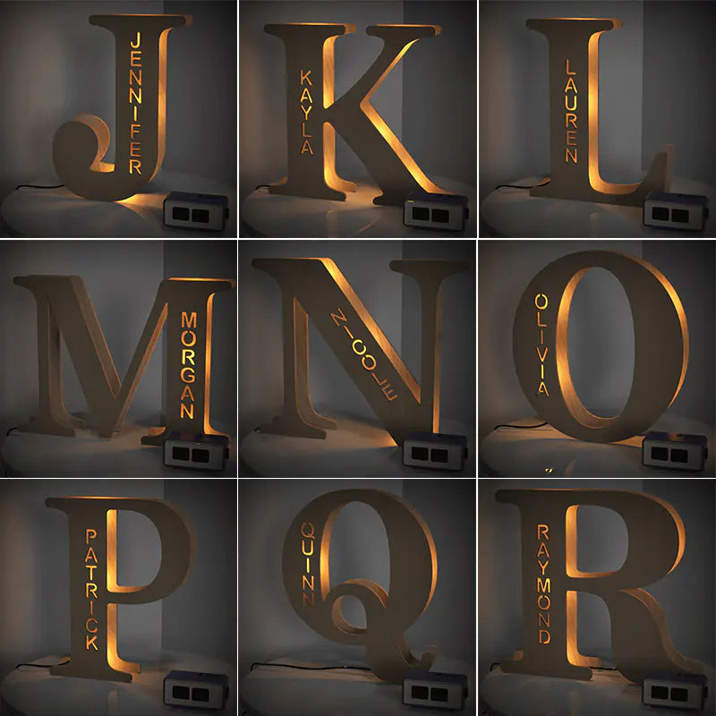 LED Wooden Decorative Letter Night Light Fixture
