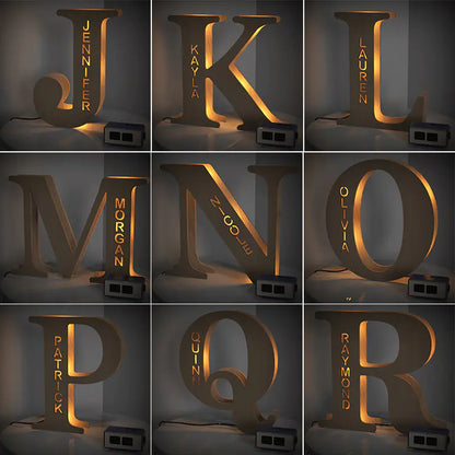 LED Wooden Decorative Letter Night Light Fixture
