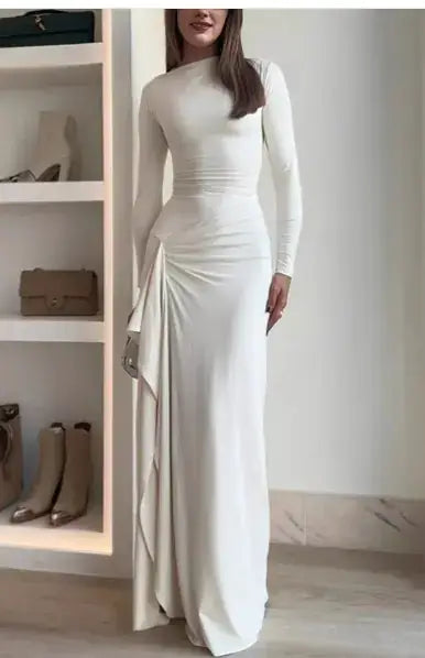 Slim-fitting split long dress