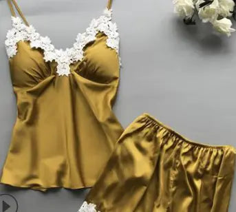 Women's Silk Cami Pajama Set with Shorts (Sweet Style)