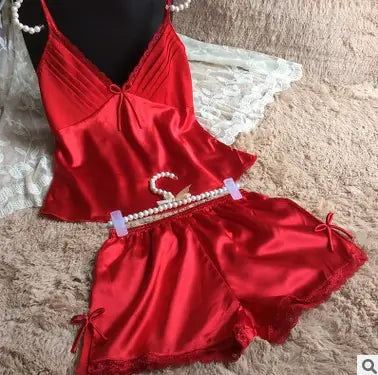 Women's Silk-Feel Cami Top and Shorts Pajama Set