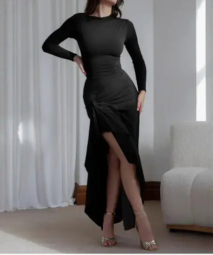 Slim-fitting split long dress