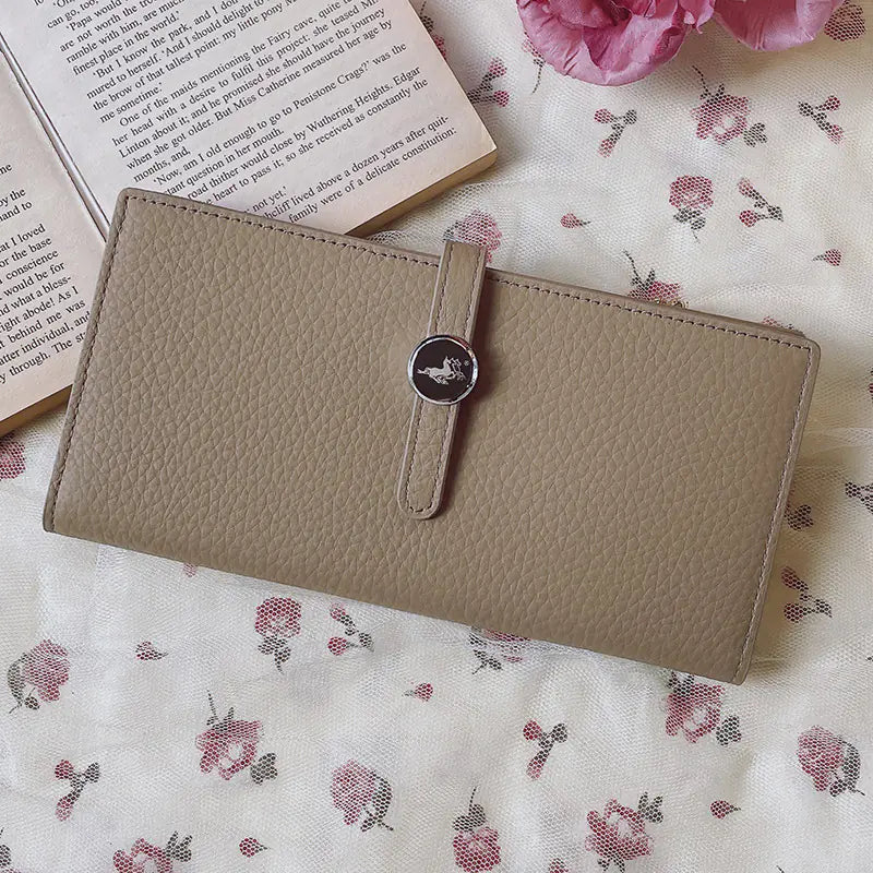 Luxury Genuine Leather Women's Long Wallet with Coin Purse