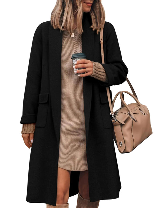 MASCOMODA Open Front Long Cardigan Sweaters women Fall Winter Oversized Sweater Coats Knit Coatigan Jackets(BlackSmall)