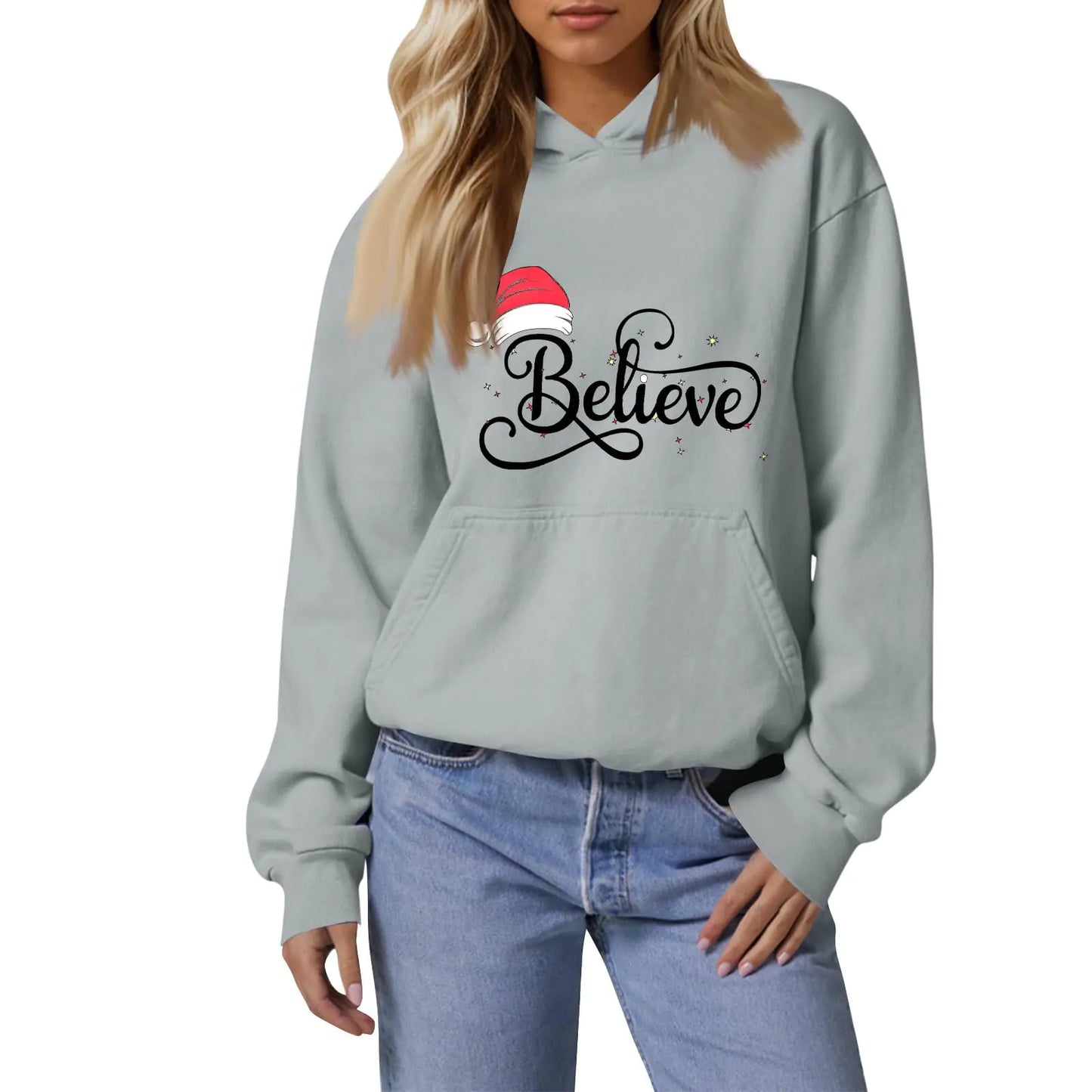 Oversized Christmas SweatshirtThick Hoodie Long Sleeve Christmas Shirts For Women Winter Fleece Graphic Cotton Sweatshirts For Women Fall Xmas Trees Print